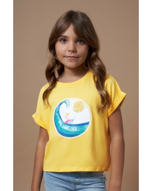 Mayoral t-shirt bawełniany dziecięcy kolor żółty
