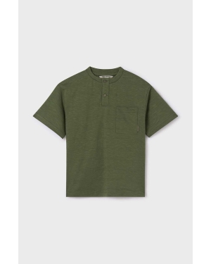 Mayoral t-shirt bawełniany kolor zielony gładki