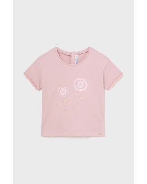 Mayoral t-shirt bawełniany niemowlęcy kolor różowy