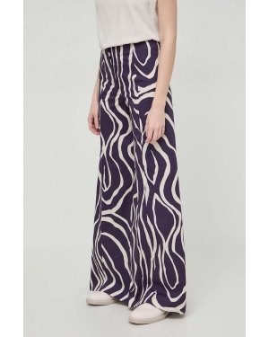 Liviana Conti spodnie damskie kolor fioletowy szerokie high waist