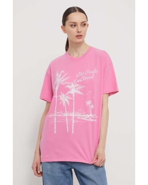 Hollister Co. t-shirt bawełniany damski kolor różowy