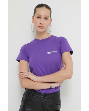 Karl Lagerfeld Jeans t-shirt bawełniany damski kolor fioletowy