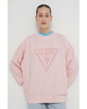 Guess Originals bluza damska kolor różowy z nadrukiem