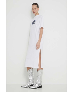 Karl Lagerfeld Jeans sukienka bawełniana kolor biały mini prosta
