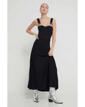 Moschino Jeans sukienka kolor czarny midi rozkloszowana