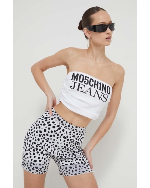 Moschino Jeans top damski kolor biały cold shoulder