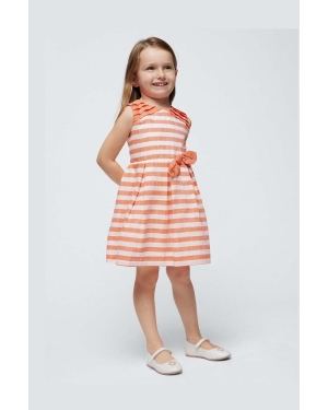 Mayoral sukienka z domieszką lnu dziecięca kolor pomarańczowy mini rozkloszowana