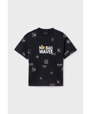 Mayoral t-shirt bawełniany dziecięcy kolor czarny wzorzysty