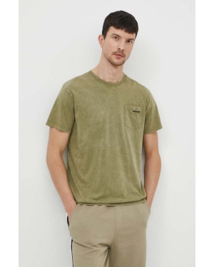 Bomboogie t-shirt bawełniany męski kolor zielony gładki