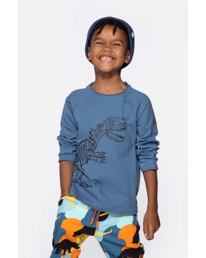 Coccodrillo longsleeve bawełniany dziecięcy kolor niebieski z nadrukiem