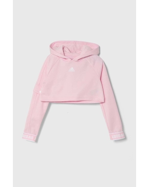 adidas bluza dziecięca kolor różowy z kapturem gładka