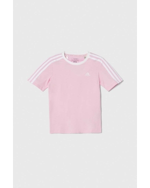 adidas t-shirt bawełniany dziecięcy kolor różowy gładki