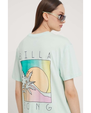 Billabong t-shirt bawełniany damski kolor turkusowy