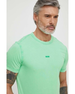 Boss Orange t-shirt bawełniany BOSS ORANGE męski kolor zielony gładki