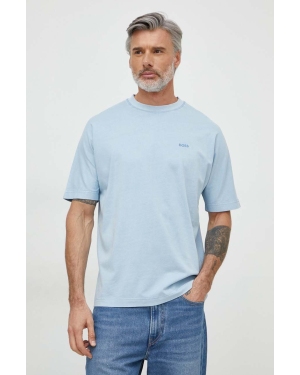 Boss Orange t-shirt bawełniany męski kolor niebieski gładki 50512097