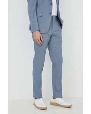 Calvin Klein spodnie z domieszką wełny kolor niebieski dopasowane