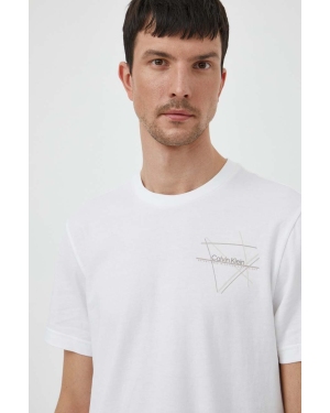 Calvin Klein t-shirt bawełniany męski kolor biały z nadrukiem K10K112482