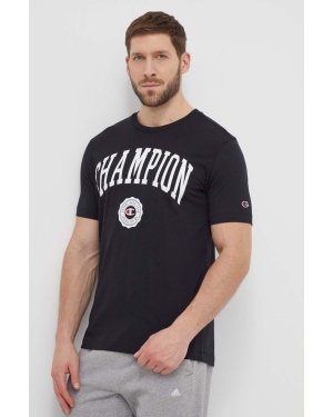 Champion t-shirt bawełniany męski kolor czarny z nadrukiem 219852