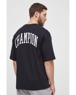 Champion t-shirt bawełniany męski kolor czarny z nadrukiem 219855