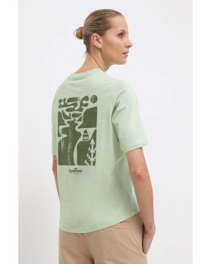 Columbia t-shirt bawełniany North Cascades damski kolor zielony 2036593