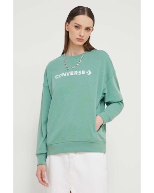 Converse bluza damska kolor zielony z aplikacją