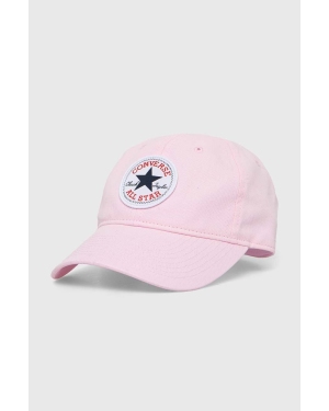 Converse czapka z daszkiem bawełniana dziecięca kolor różowy z aplikacją