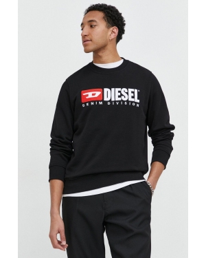 Diesel bluza bawełniana męska kolor czarny z aplikacją