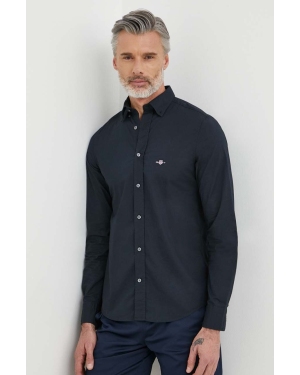 Gant koszula bawełniana męska kolor czarny slim z kołnierzykiem button-down