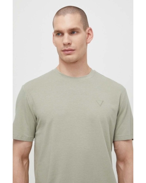 Guess t-shirt męski kolor zielony gładki