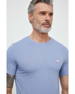 Guess t-shirt męski kolor niebieski gładki M2YI24 J1314