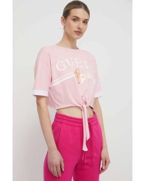 Guess t-shirt bawełniany MYLAH damski kolor różowy V4GI00 I3Z14