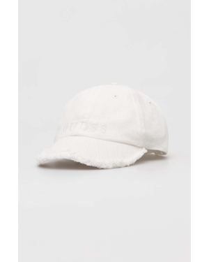 Guess czapka z daszkiem bawełniana kolor biały z aplikacją AW9493 COT01