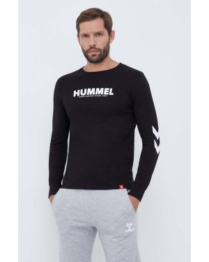 Hummel longsleeve bawełniany hmlLEGACY T-SHIRT LS kolor czarny z nadrukiem 212573