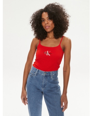 Calvin Klein Jeans Top Monologo J20J223105 Czerwony Slim Fit