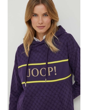 Joop! bluza damska kolor fioletowy z kapturem wzorzysta