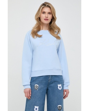 Karl Lagerfeld bluza damska kolor niebieski z aplikacją