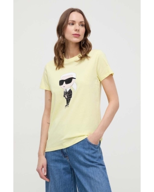 Karl Lagerfeld t-shirt bawełniany damski kolor żółty