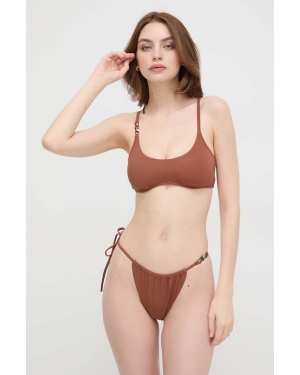 Karl Lagerfeld biustonosz kąpielowy kolor brązowy lekko usztywniona miseczka