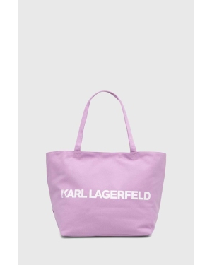 Karl Lagerfeld torebka bawełniana kolor fioletowy