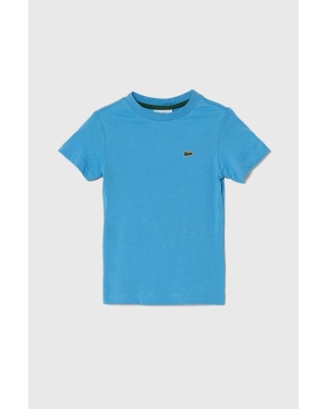 Lacoste t-shirt bawełniany dziecięcy kolor niebieski gładki