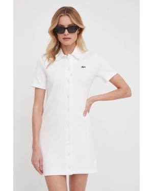 Lacoste sukienka kolor biały mini prosta