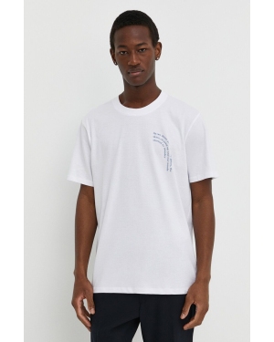 Les Deux t-shirt bawełniany męski kolor biały z nadrukiem