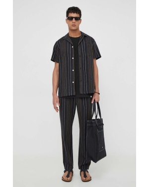 Les Deux spodnie bawełniane kolor czarny proste
