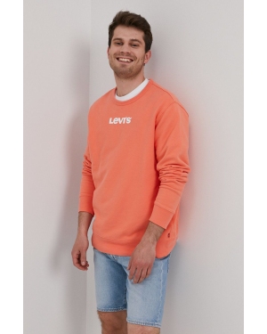 Levi's Bluza bawełniana męska kolor pomarańczowy z nadrukiem