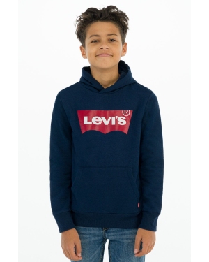 Levi's Bluza dziecięca kolor granatowy z kapturem z nadrukiem