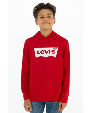 Levi's Bluza dziecięca kolor czerwony z kapturem z nadrukiem