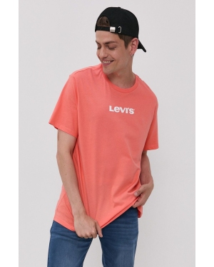 Levi's T-shirt męski kolor pomarańczowy z nadrukiem