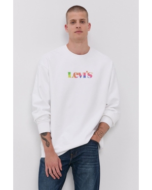 Levi's Bluza bawełniana męska kolor biały z nadrukiem