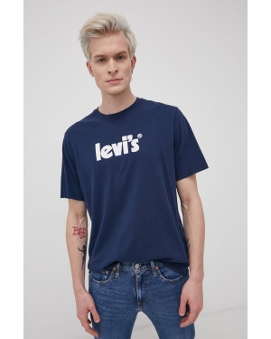Levi's T-shirt bawełniany kolor granatowy z nadrukiem 16143.0393-Blues
