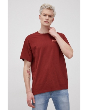 Levi's T-shirt bawełniany kolor bordowy gładki